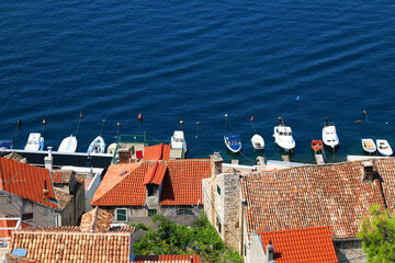 Aerial view of Sibenik, picturesque coastal town in Croatia.