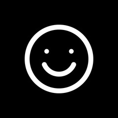 Simple white outlined smiley face on a stark black background.