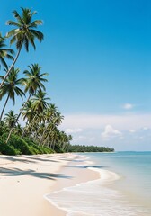 Beach tropical palm trees summer coastline scene
