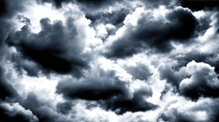 Dramatic storm clouds in deep blue, a sweeping skyscape with dynamic light, nature's raw power on display
