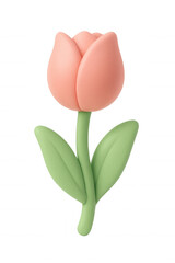 Unique 3D claymorphic flower icon designed with pastel colors for digital applications and creative projects