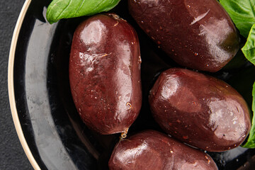 Black pudding sausage fresh delicious gourmet food background on the table rustic food top view...
