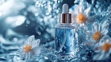 Saggy skin repair serum visual showing skin tightening with active molecules for anti-aging and cosmetic promotion