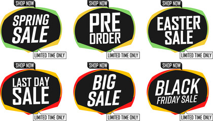 Sale banners, set discount tags, PNG