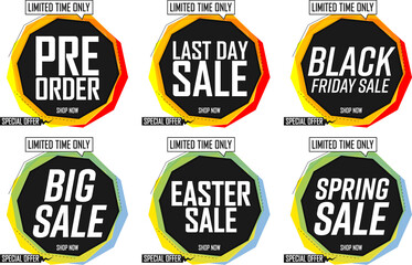 Sale banners, set discount tags, PNG