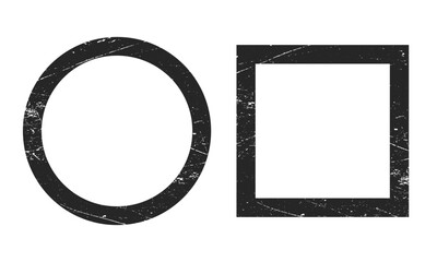 Distressed circul and square borders in vintage style.