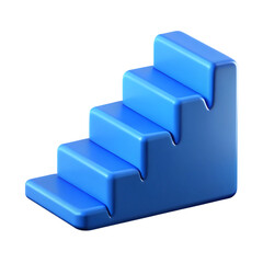 Simple blue 3d stairs icon isolated on a black background perfect for web design