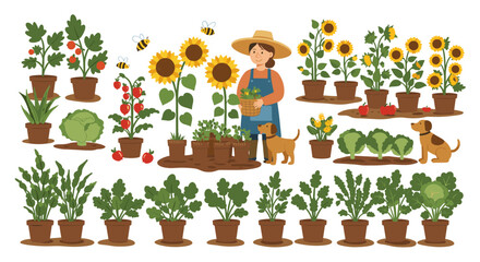 Gardening delight vector illustration: flat style design for eco-friendly posters