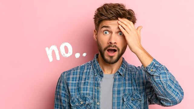 Disappointed man touches forehead with palm, showing typical oh no emotion, symbol of error or missed opportunity oh no gesture, man with regret, relatable mistake, funny emotion,Disappointed