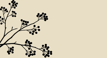 Elegant minimalist botanical vector illustration for wall art in flat silhouette style