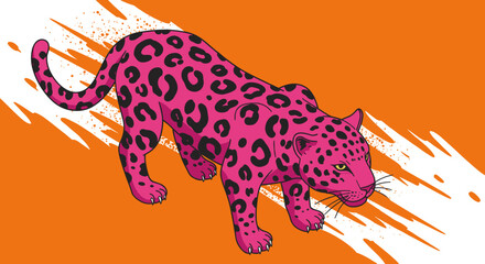 Vibrant pink panther in pop art style vector illustration for creative design and prints © Maureen