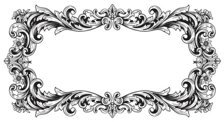 Ornate baroque frame vector illustration for elegant card or poster design in hand drawn style
