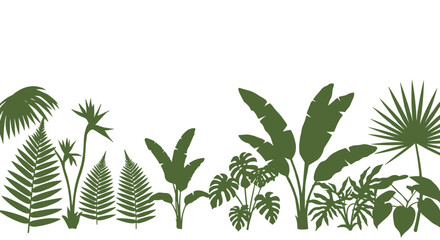 Tropical plants silhouette vector illustration for nature-themed designs