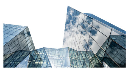Modern Glass and Metal Skyscraper Office Building Isolated on Transparent Background, Vilnius,...