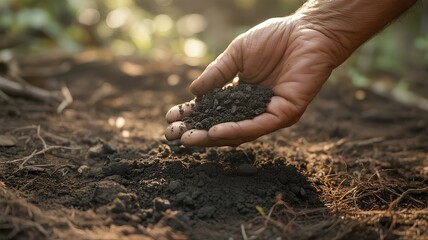 Farmer Holding Rich Soil for Optimal SoilHealth, Enhancing Health and Soil Fertility