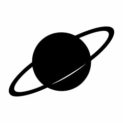 Planet Saturn with planetary ring flat icon vector © Silhouette Lab