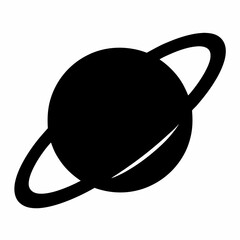 Planet Saturn with planetary ring flat icon vector © Silhouette Lab