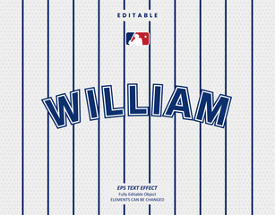Editable Text Effect Vector of White Jersey back college blue name team sport printable embroidery Design for club, garment, printing, merchandise, basketball, baseball, football