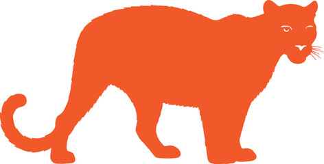 Mexican cougar in silhouette purw white background.