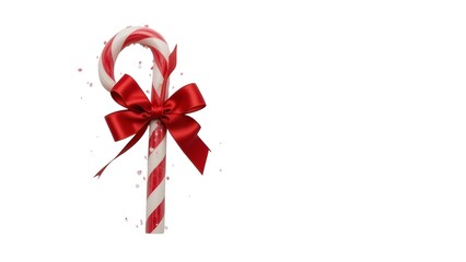 Candy cane christmas holiday red bow sweet peppermint treat festive season december celebration isolated on transparent background