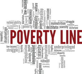 Poverty Line word cloud conceptual design isolated on white background.