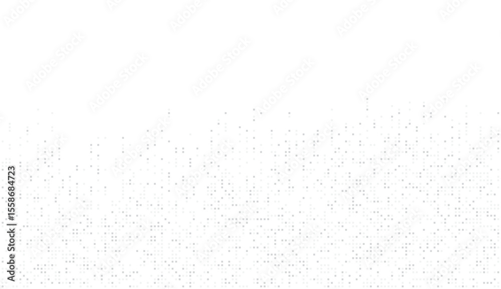 Poster monochrome pixel scatter vector with soft gray tones on white background, perfect for minimal data v