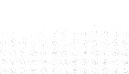 Monochrome pixel scatter vector with soft gray tones on white background, perfect for minimal data visualization, binary abstraction, tech analytics, and modern digital designs.