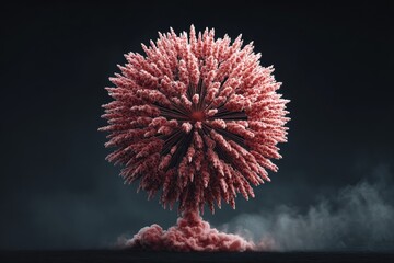 Red atomic mushroom cloud as floral firework showing American celebration twisted into military dominance
