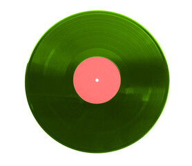 One color vinyl record on white background