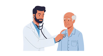 Fototapeta premium Doctor Examining Patient with Stethoscope Illustration.