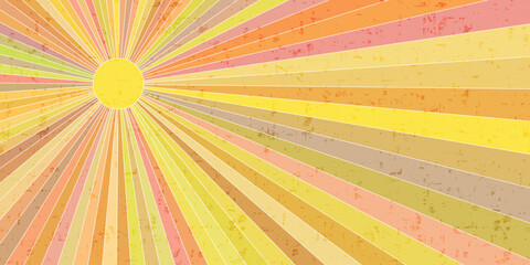 Stylized sun, summer sunlight, sun rays, vector drawing