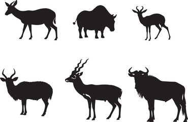Mix animal in silhouette white background.