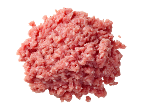 Fresh raw ground pork isolated on white background