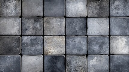 Square stone tile texture seamless pattern, gray concrete design background for flooring, architecture or decor