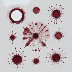 Abstract Red Wine Splashes and Stains: Design Elements