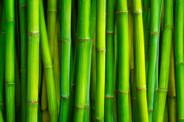 Fototapeta premium Close-up of vibrant green bamboo stalks