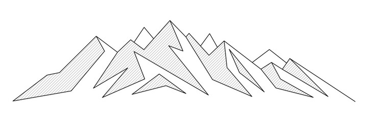 Mountain line art vector drawing, imitation of mountain ranges, abstract stylization, minimalism