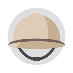 Flat Pith Helmet Icon Vector for Safari, Explorer, Tropical Travel, and Colonial History