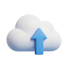 Cloud computing icon with blue upload arrow