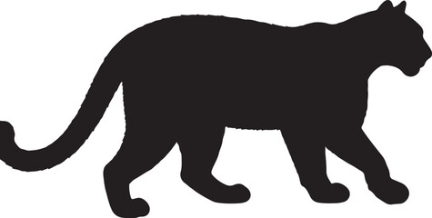  Northern South American cougar in silhouette purw white background.