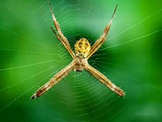 small yellow spider photographed with macro lens