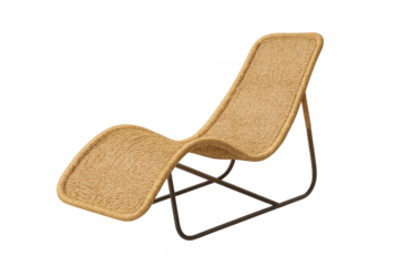 Wicker lounge chair isolated on transparent background, perfect for relaxing
