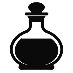 A potion bottle or apothecary jar design black vector icon on white background.