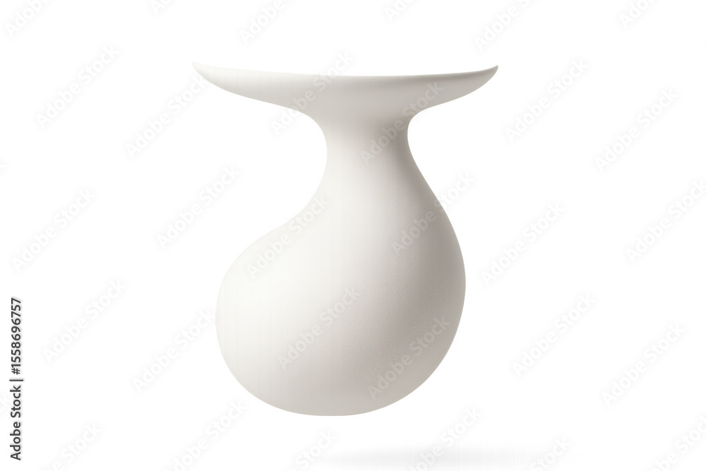 Fototapete modern white vase with unique shape isolated on a transparent background, cut-out