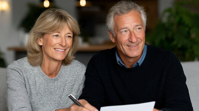 Estate Planning Consultation in Cozy Home Interior – Senior Couple and Financial Expert Discussing Asset Management and Future Investments Together,financial advisor, retirement planning, mature, post