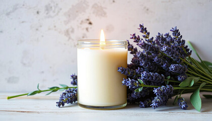 Aromatic Lavender Candle with Delicate Floral Decoration