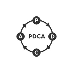 PDCAサイクルを示す矢印付きベクターアイコン（業務改善、ビジネスプロセス）