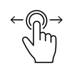 Swipe left right icon , swipe and scrolling hand gestures on a screen , Hand with finger swiping or swipe left and right gesture line art vector icon ,