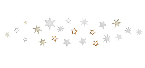 Beautiful image of silver and gold stars perfect for holiday designs.