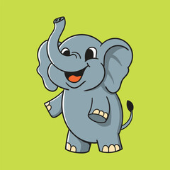 Adorable Standing Cartoon Elephant Smiling Cheerfully